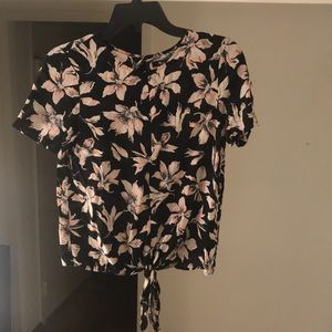 MADEWELL shirt sleeve print with front tie